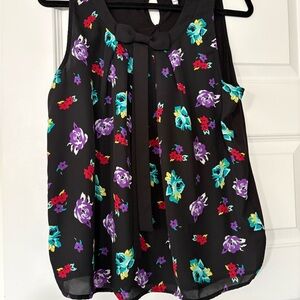 Elle Black Floral Sleeveless Blouse